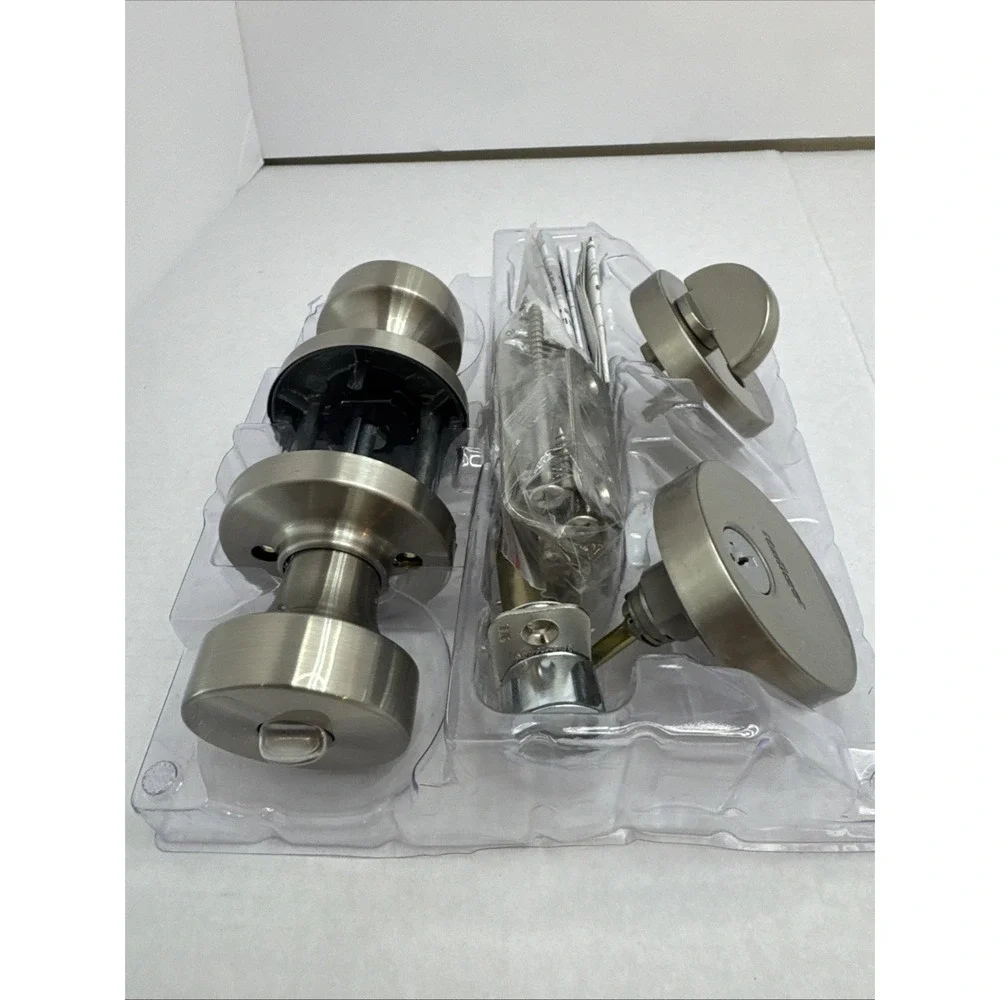 Kwikset Pismo Rose Entry Lever & Single Cylinder Deadbolt Satin Nickel 99910-069